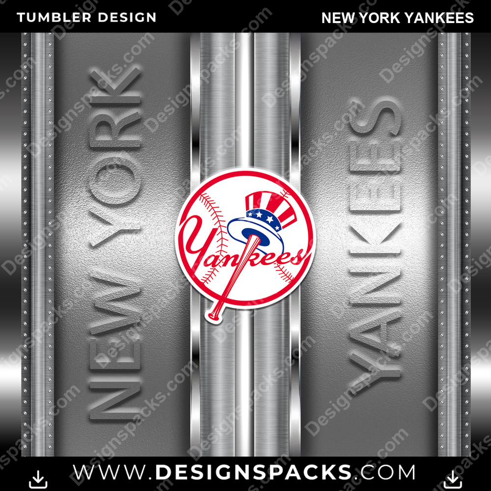 Baseball Metallic New York Yankees Tumbler Digital Wrap Design