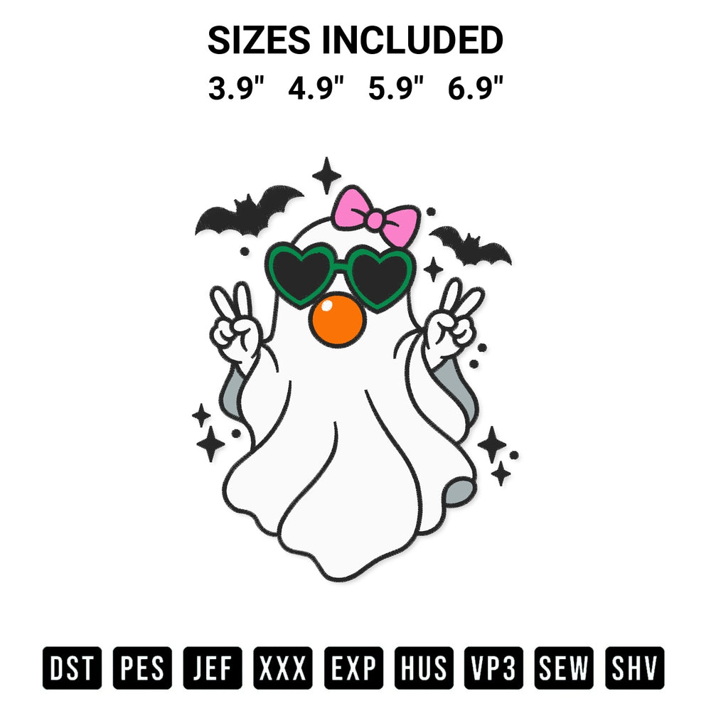 Create amazing crafts with the Girly Ghost Blowing Bubble Halloween Embroidery Design embroidery file. High-quality digital download from Designspacks.com, perfect for beginners and pros. Available sizes: 3.9", 4.9", 5.9", 6.9".