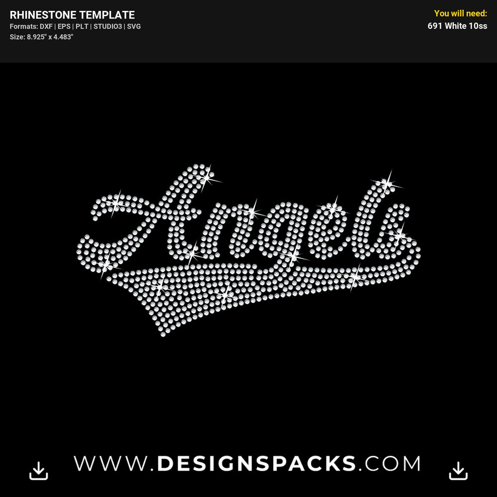 Angels Baseball Style Ribbon Name Rhinestone Digital Template