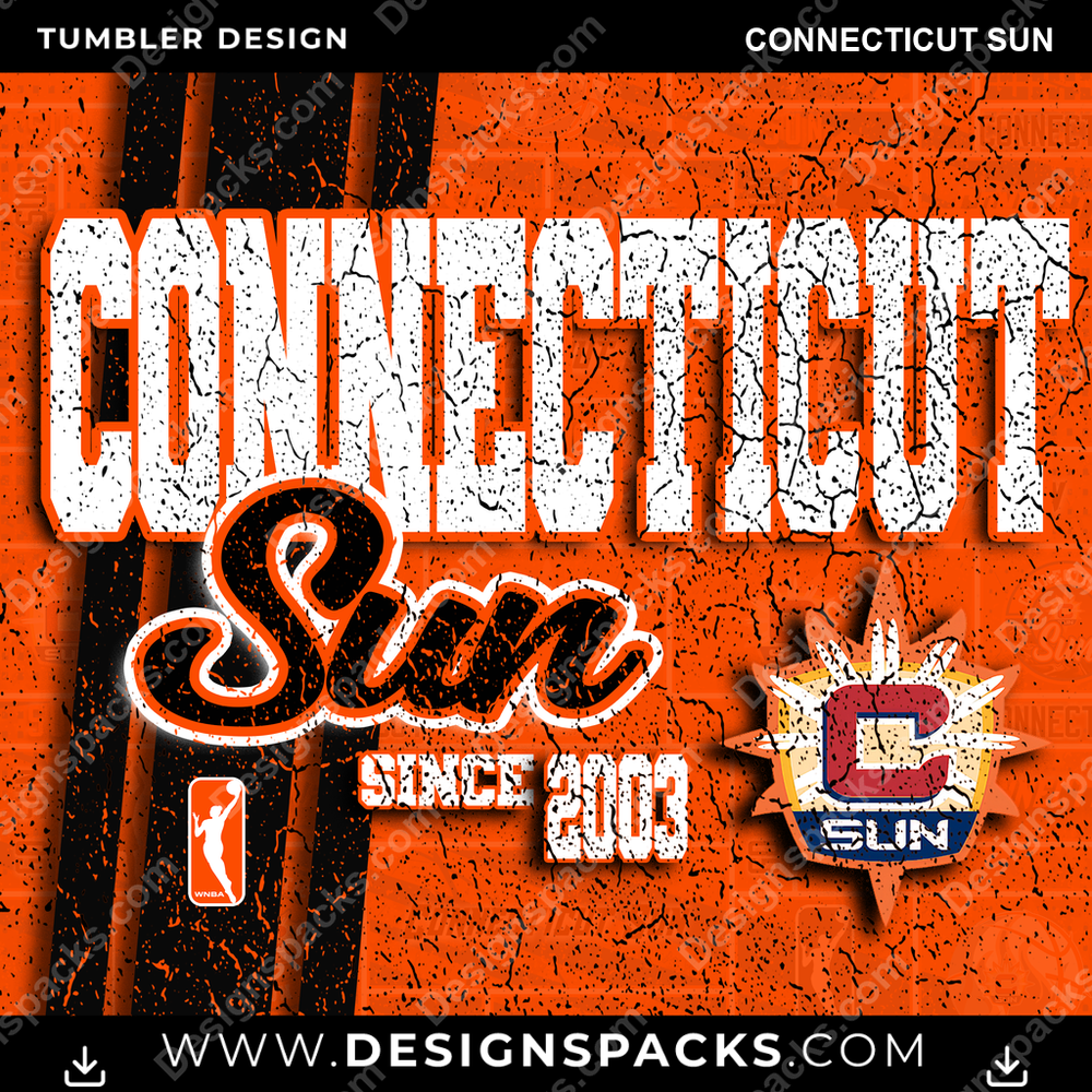 Basketball Grunge Connecticut Sun Tumbler Digital Wrap Design