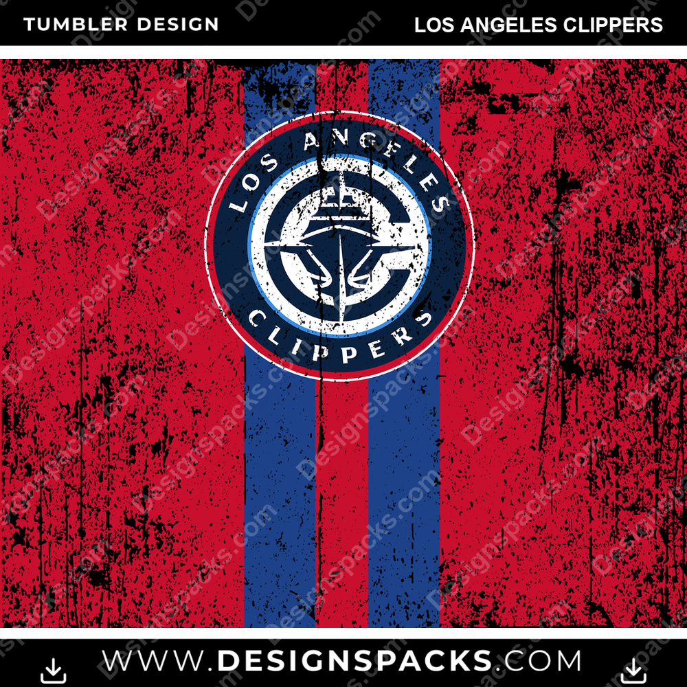 Basketball Grunge Style Los Angeles Clippers Tumbler Digital Wrap Design