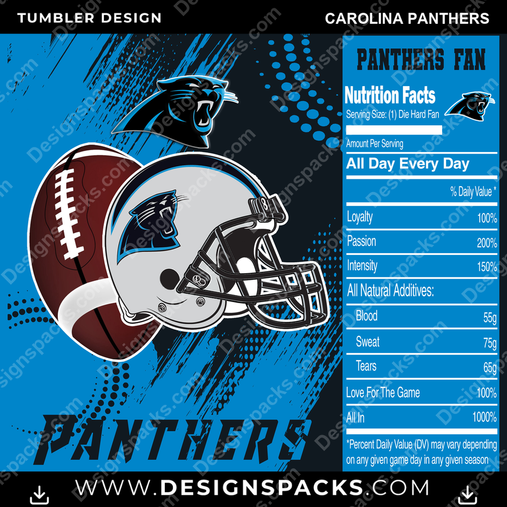 Football Team Fan Carolina Panthers NFL Football Tumbler Digital Wrap Design Download