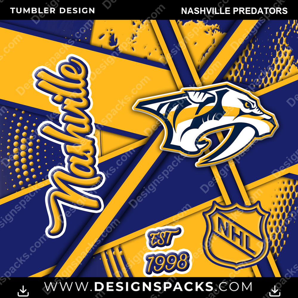 Ice Hockey Team Sport Nashville Predators Tumbler Digital Wrap Design