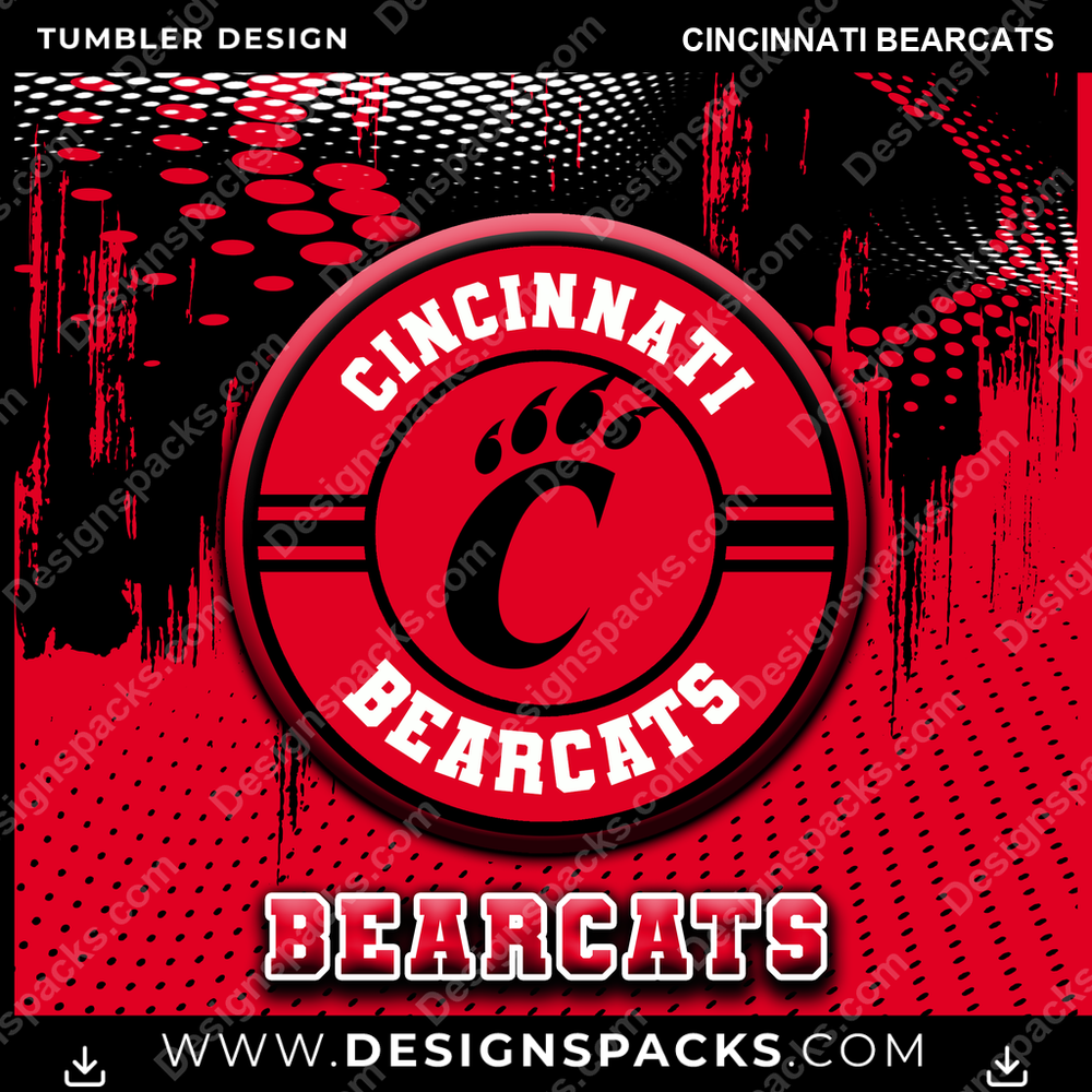 College Sport Dot Logo Cincinnati Bearcats Tumbler Digital Wrap Design