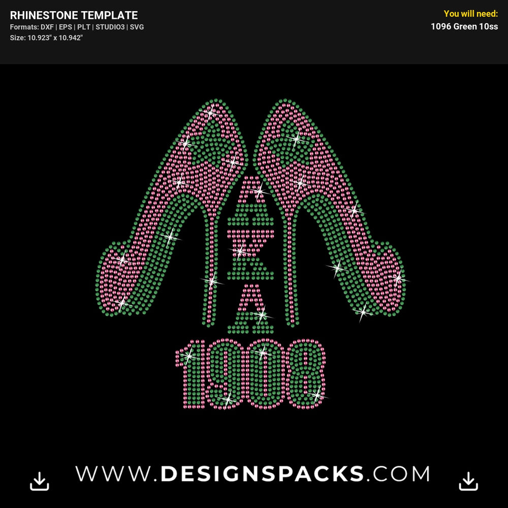 Aka 1908 High Heel Rhinestone Digital Template