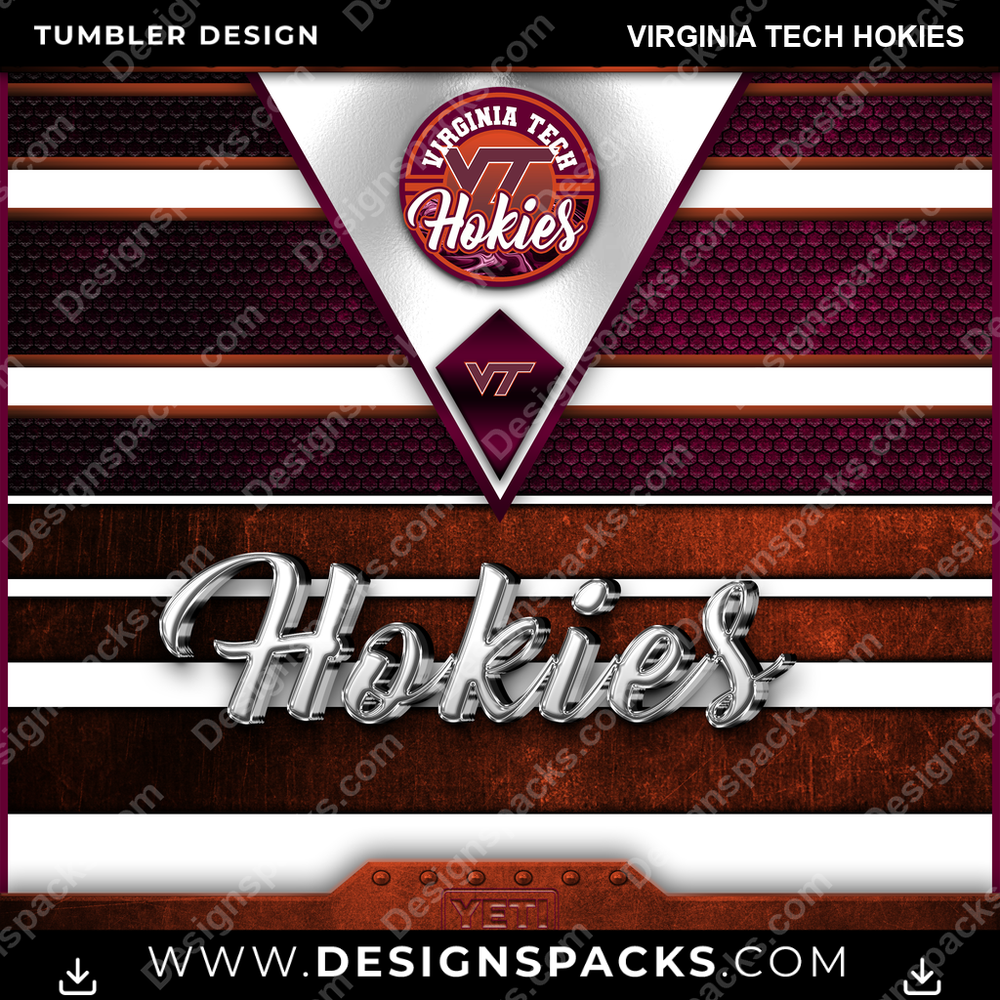 College Sport YETI Virginia Tech Hokies NCAA College Sport Tumbler Digital Wrap Design Download
