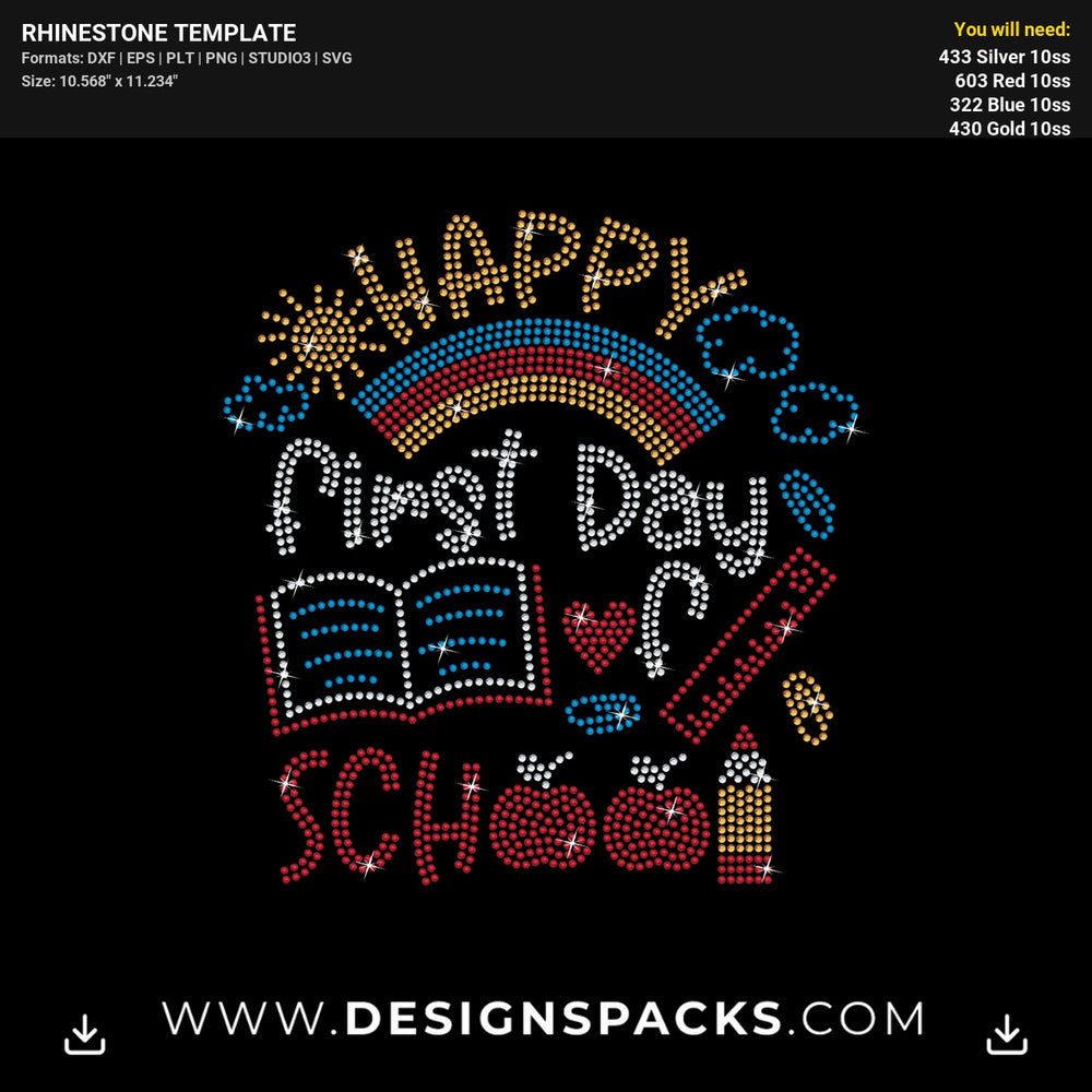 Happy First Day Of School Grade 3 Rhinestone Digital Template