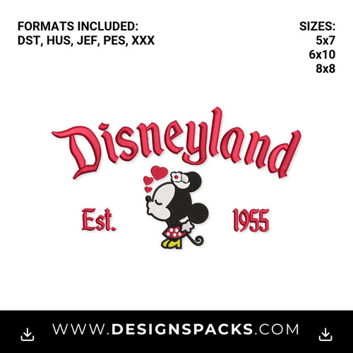 Disneyland Est 1955 Minnie Mouse Embroidery Design - Instant digital download pattern at Designspacks.com