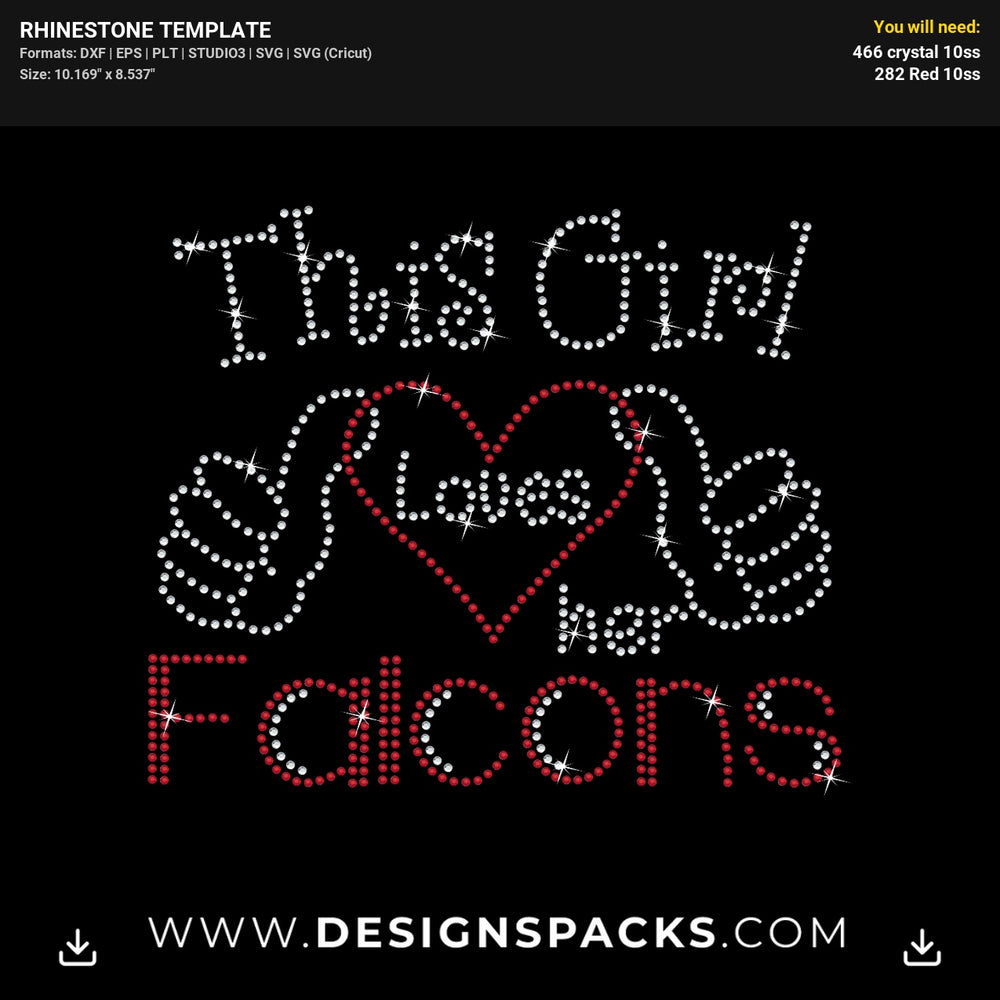 This Girl Loves Her Falcons Rhinestone Digital Template