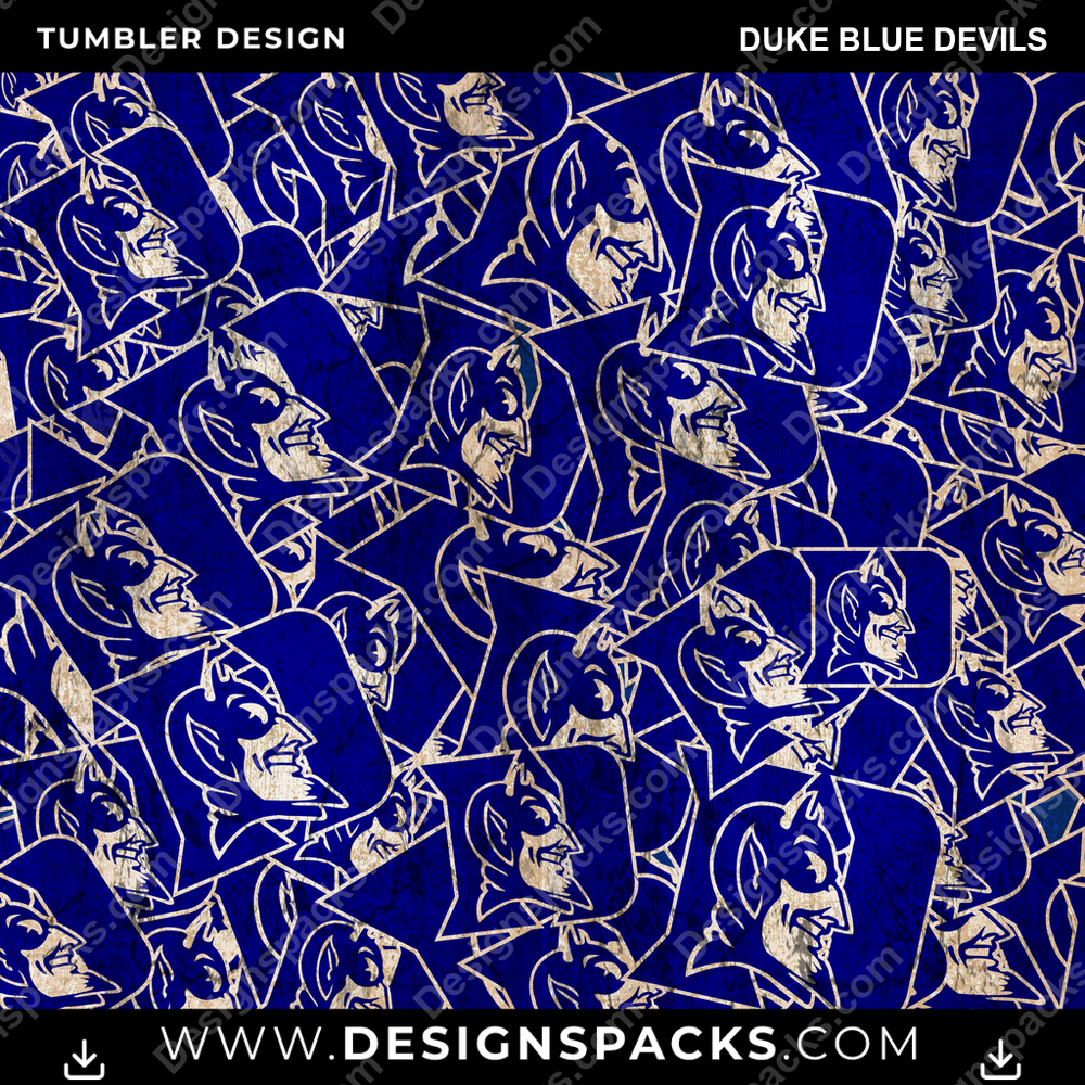 College Sport Logo BG Duke Blue Devils Tumbler Digital Wrap Design