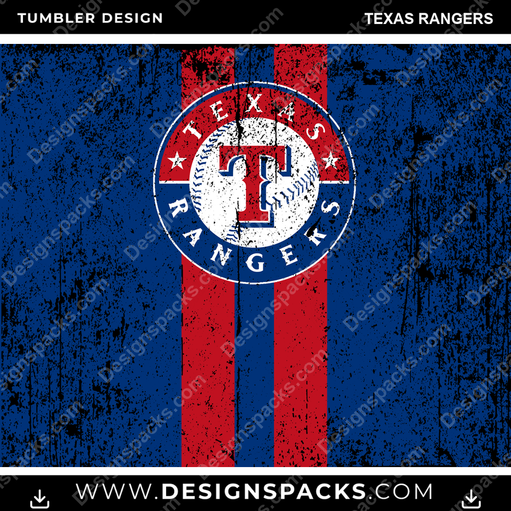 Baseball Grunge Style Texas Rangers Tumbler Digital Wrap Design