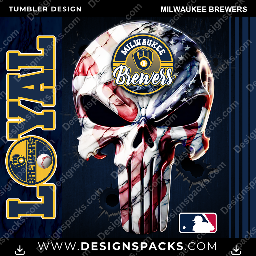 Baseball Loyal Milwaukee Brewers Tumbler Digital Wrap Design
