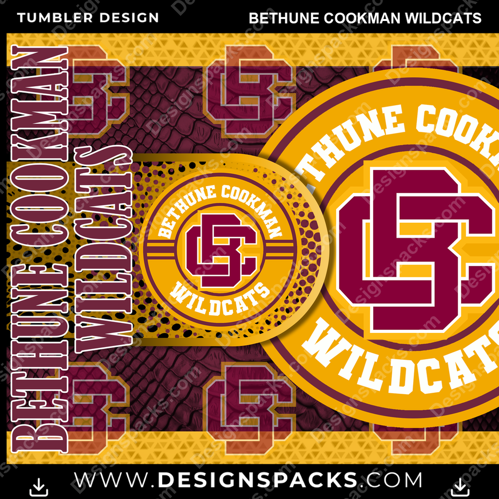 College Sport Hyper Bethune Cookman Wildcats Tumbler Digital Wrap Design