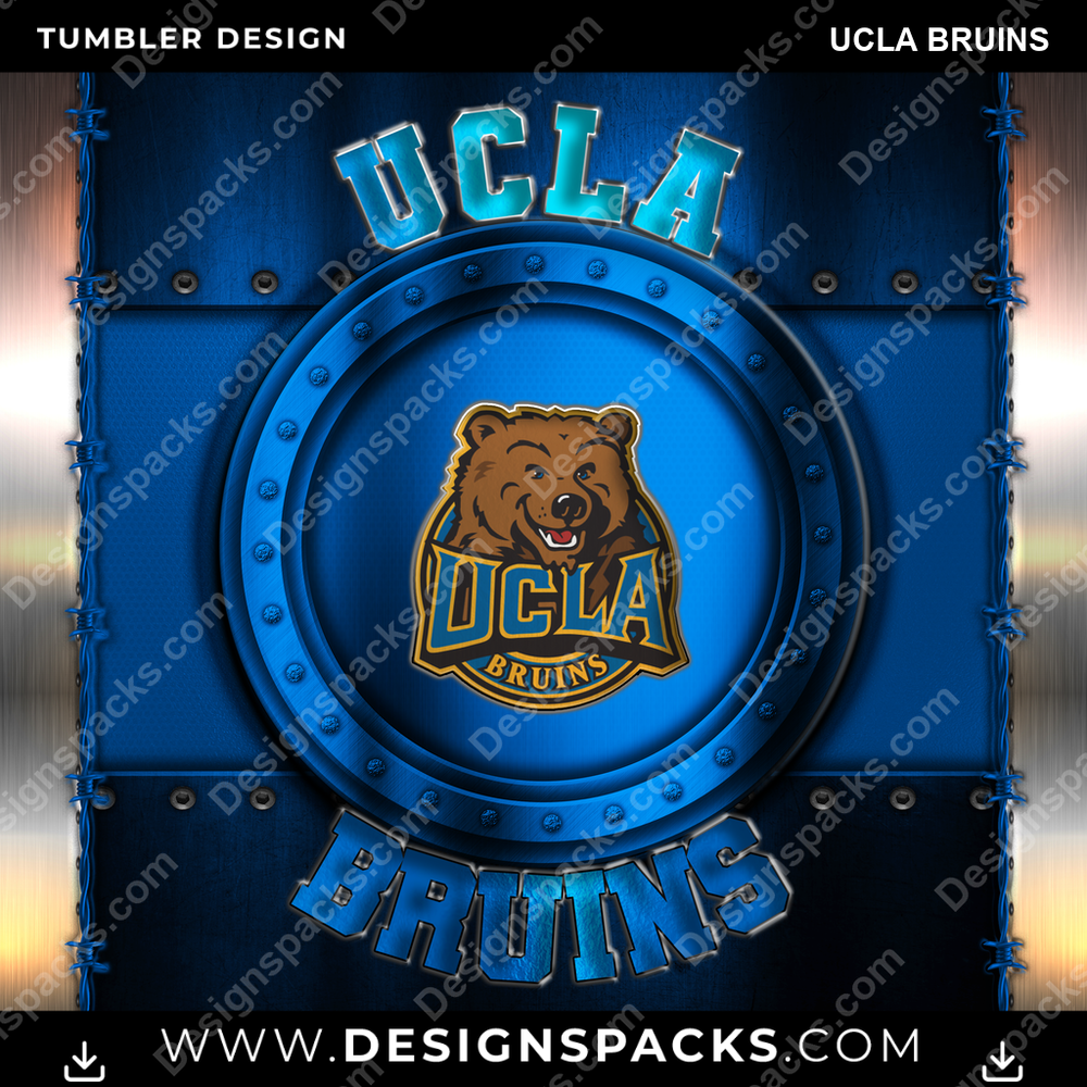 College Sport Metal UCLA Bruins NCAA College Sport Tumbler Digital Wrap Design Download