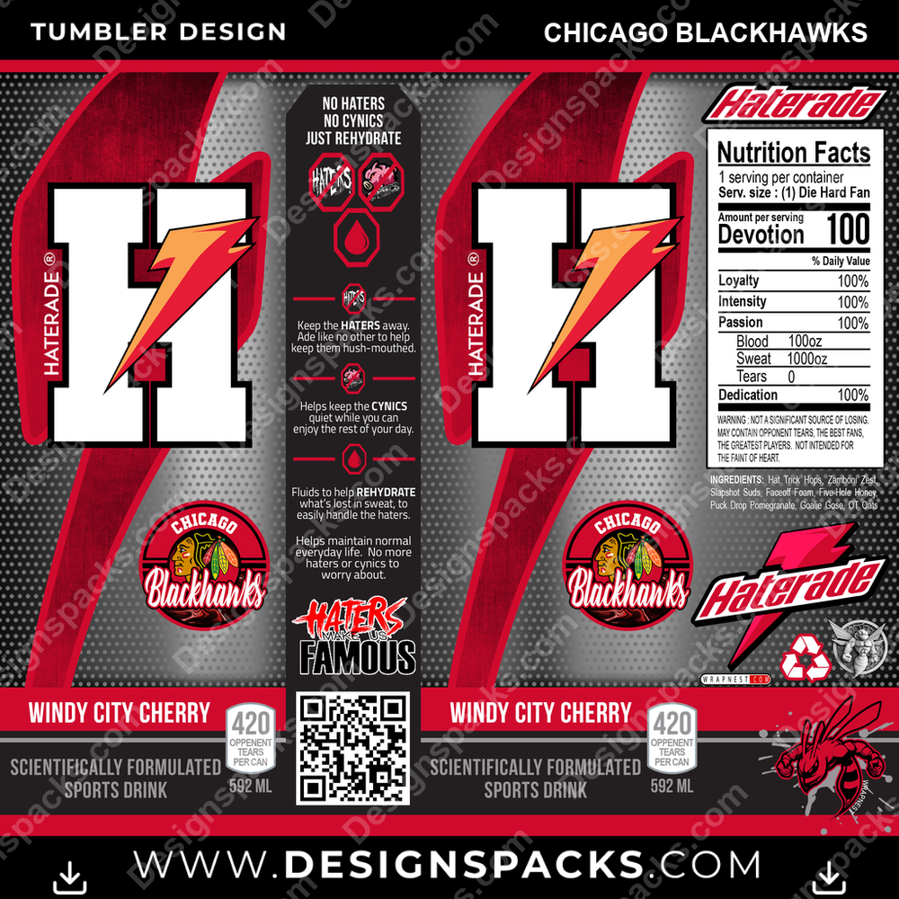 Hockey Haterade Chicago Blackhawks Tumbler Digital Wrap Design
