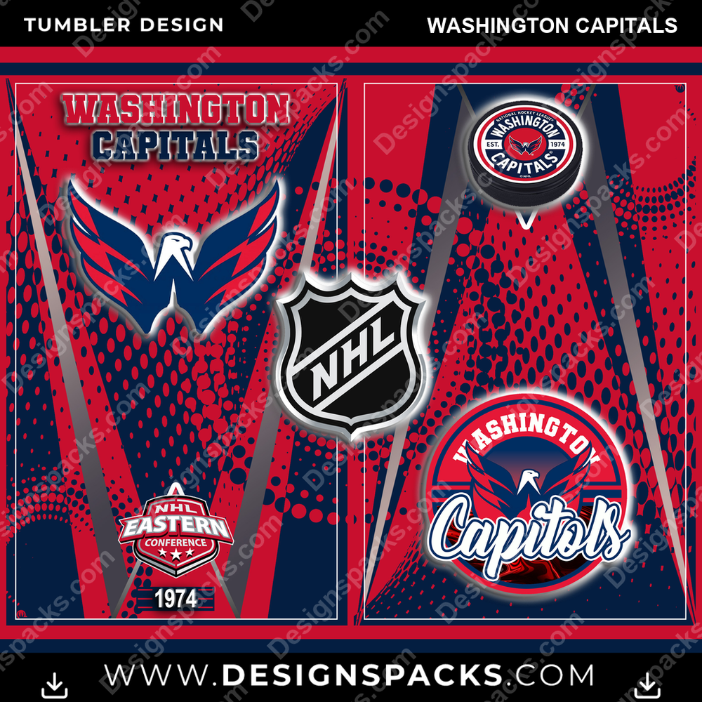 Ice Hockey Team Logo Washington Capitals NHL Hockey Tumbler Digital Wrap Design Download