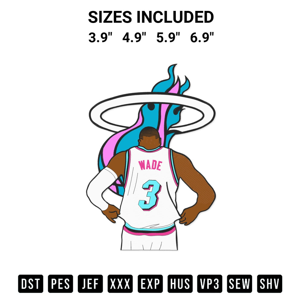 Download the Dwayne Wade 3 Miami Heat Nba Dwayne Wade Basketball Lovers Embroidery Design machine embroidery design exclusively at Designspacks.com. Premium digitized pattern for apparel and DIY crafts. Available sizes: 3.9", 4.9", 5.9", 6.9".