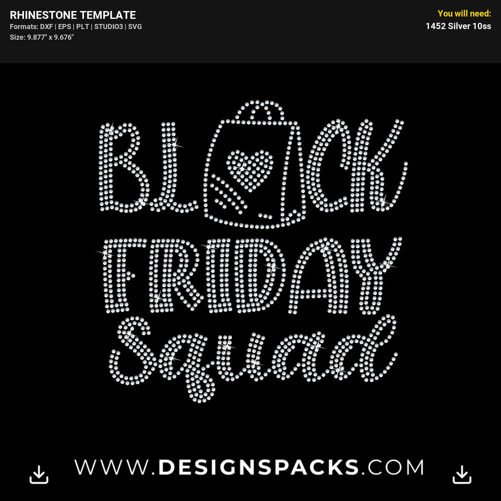Black Friday Squad Rhinestone Digital Template