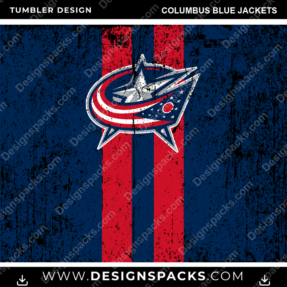 Ice Hockey Grunge Style Columbus Blue Jackets NHL Hockey Tumbler Digital Wrap Design Download