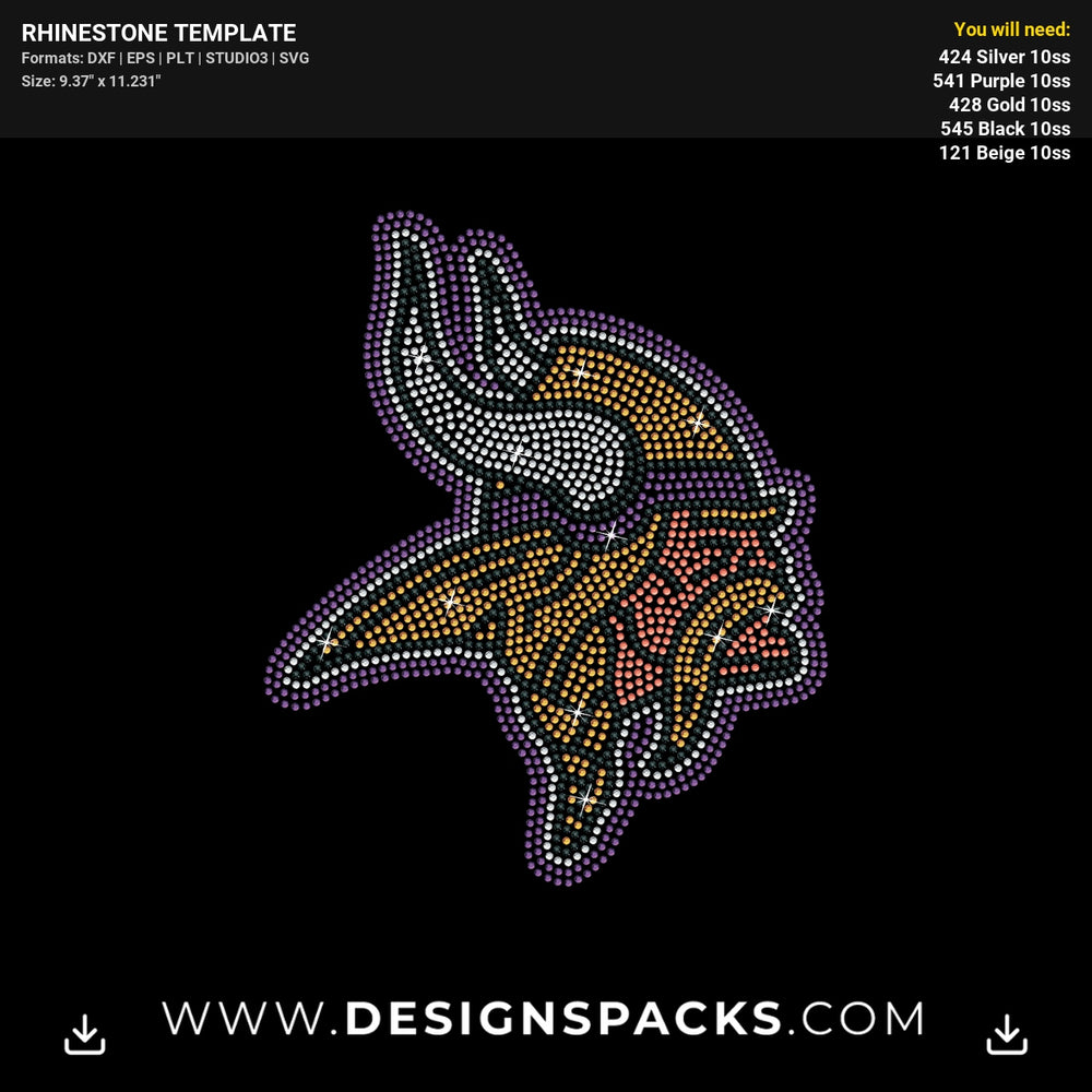 Minnesota Vikings Logo Rhinestone Digital Template