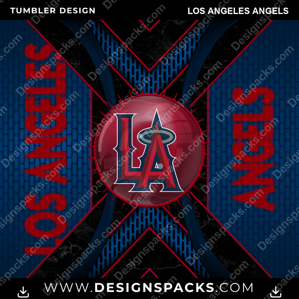 Baseball Metal Grating Los Angeles Angels Tumbler Digital Wrap Design