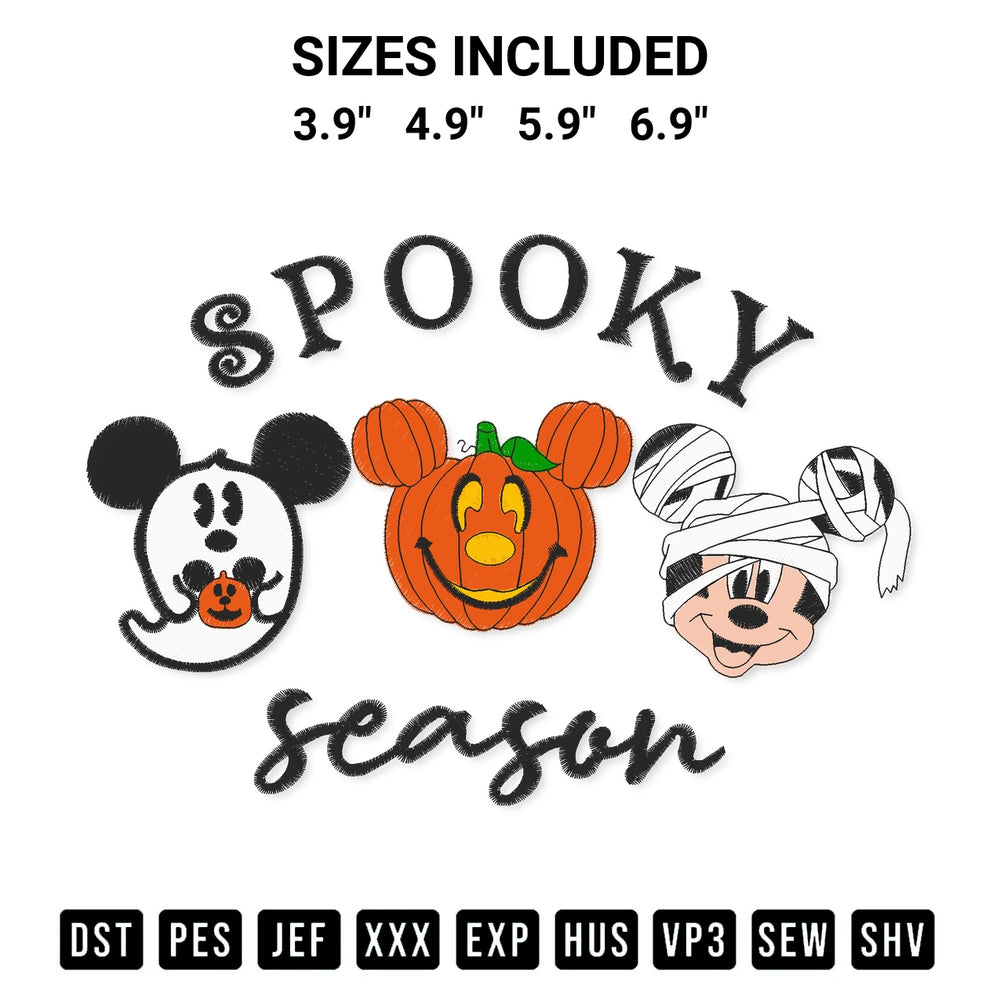 Download the Mickey Ghost Pumpkin Spooky Season Embroidery Design machine embroidery design exclusively at Designspacks.com. Premium digitized pattern for apparel and DIY crafts. Available sizes: 3.9", 4.9", 5.9", 6.9".