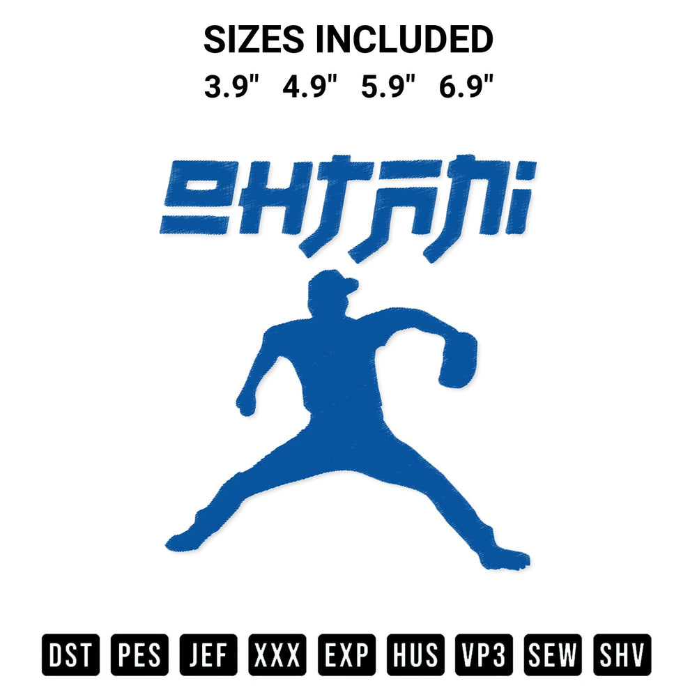 Add a unique touch to your apparel with the La Dodgers Shohei Ohtani Embroidery Design embroidery file. Premium instant download available now on Designspacks.com. Available sizes: 3.9", 4.9", 5.9", 6.9".