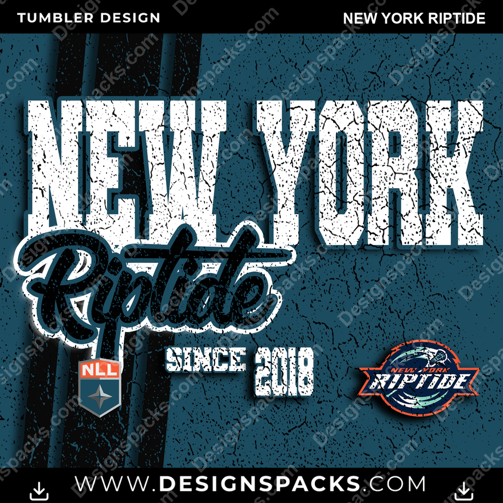 Lacrosse Grunge New York Riptide Tumbler Digital Wrap Design
