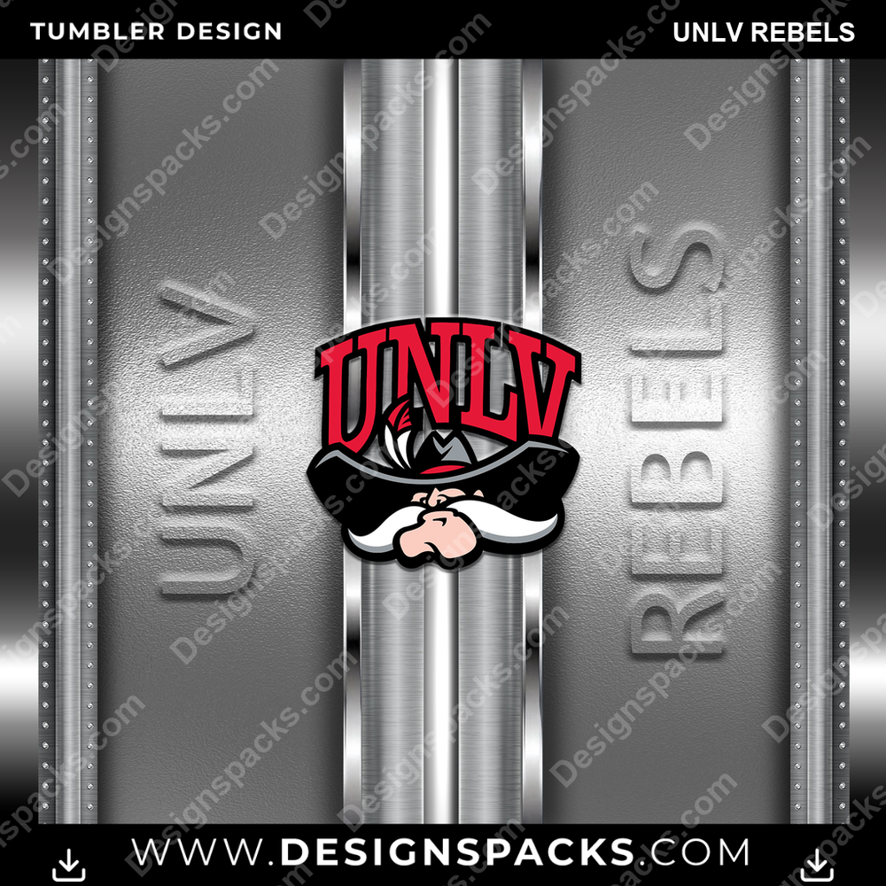College Sport Metallic UNLV Rebels Tumbler Digital Wrap Design