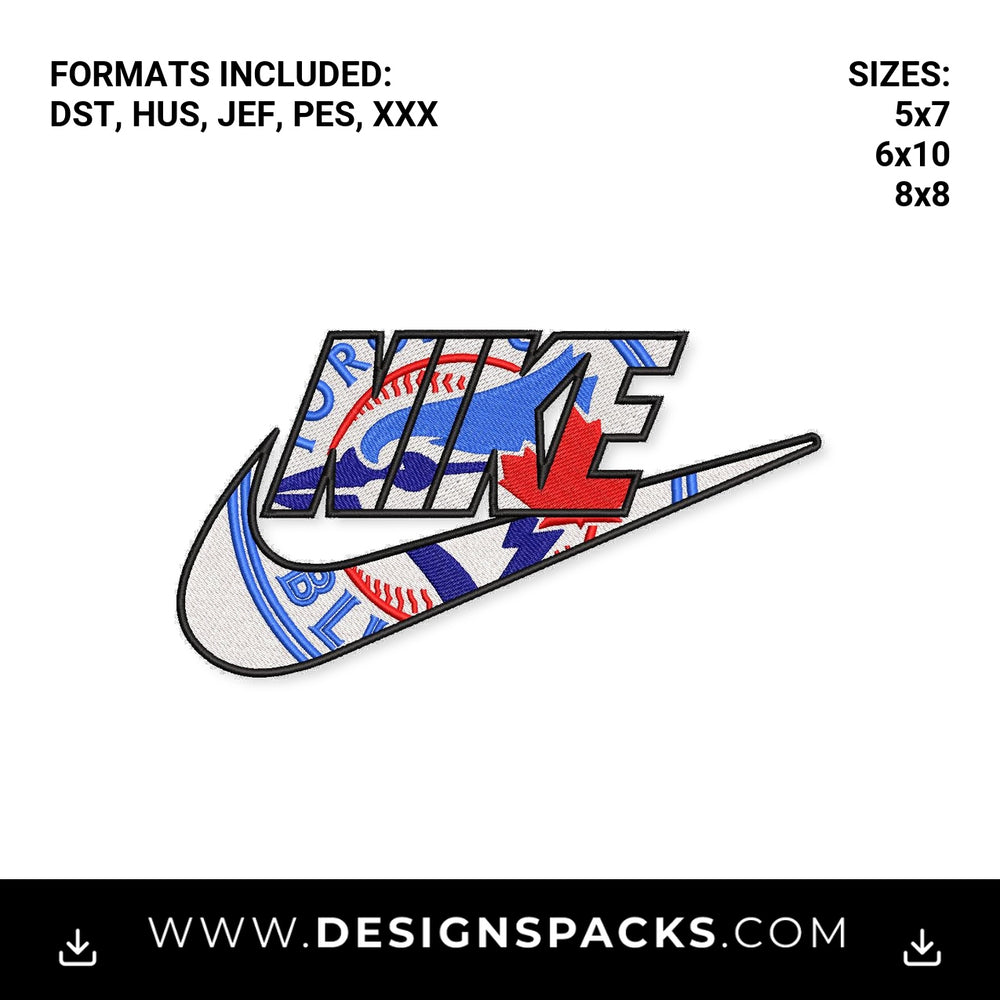 Toronto Blue Jays Nike Swoosh Logo Embroidery Design - Instant digital download pattern at Designspacks.com