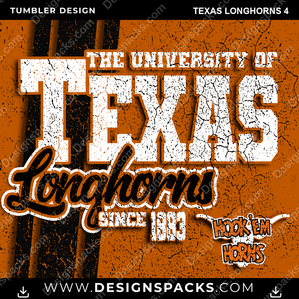 College Sport Grunge Texas Longhorns 4 NCAA College Sport Tumbler Digital Wrap Design Download
