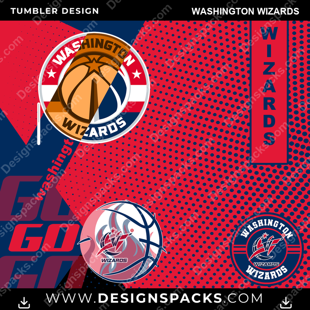 Basketball GO Washington Wizards Tumbler Digital Wrap Design