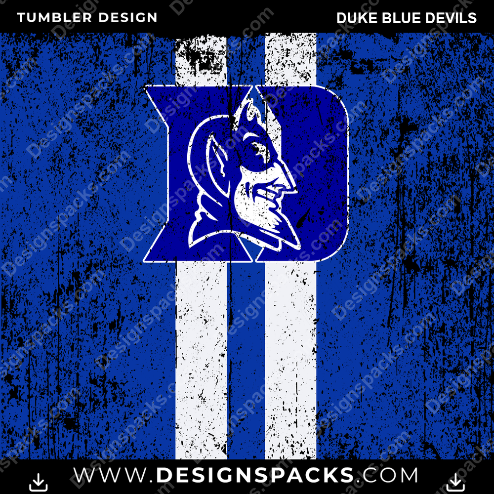 College Sport Grunge Style Duke Blue Devils Tumbler Digital Wrap Design