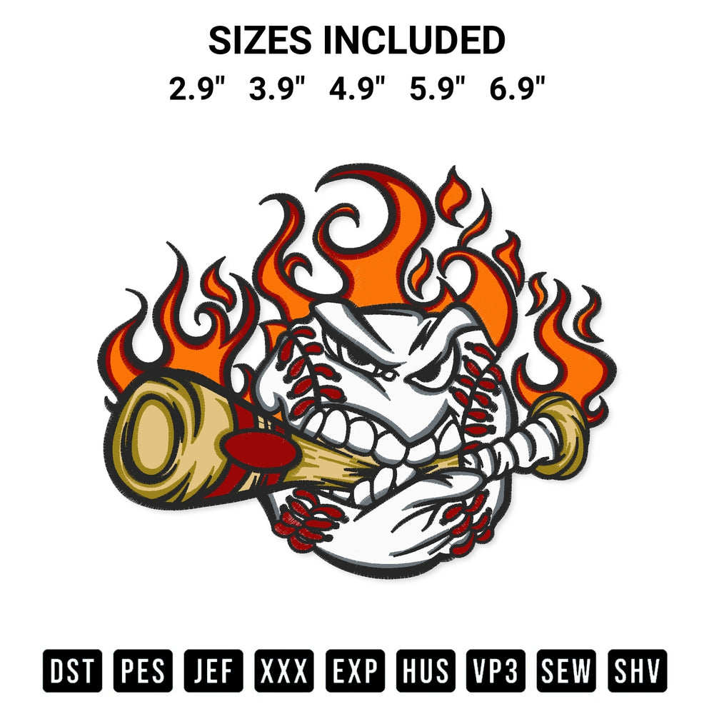 Elevate your next project with our Flaming Baseball Embroidery Design embroidery file. Shop high-quality digital patterns instantly at Designspacks.com. Available sizes: 2.9", 3.9", 4.9", 5.9", 6.9".