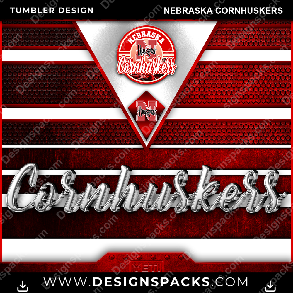 College Sport YETI Nebraska Cornhuskers Tumbler Digital Wrap Design