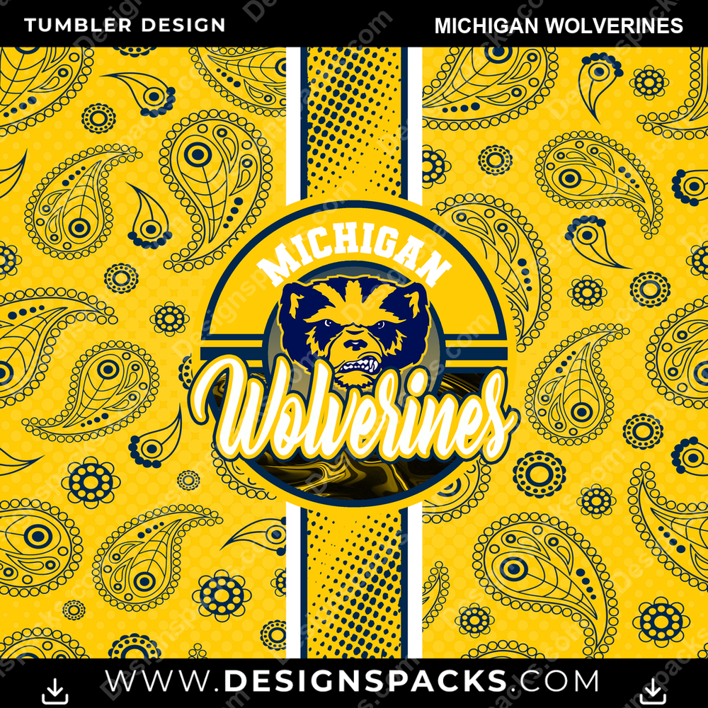 College Sport Handkerchief Michigan Wolverines NCAA College Sport Tumbler Digital Wrap Design Download