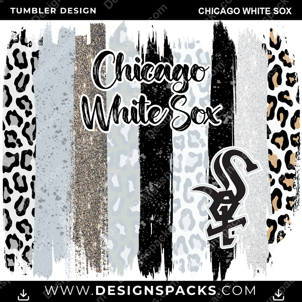 Baseball Brush Strokes Chicago White Sox Tumbler Digital Wrap Design