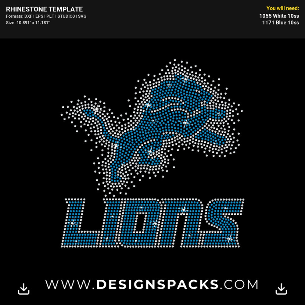 Scatter Football Lions Rhinestone Digital Template