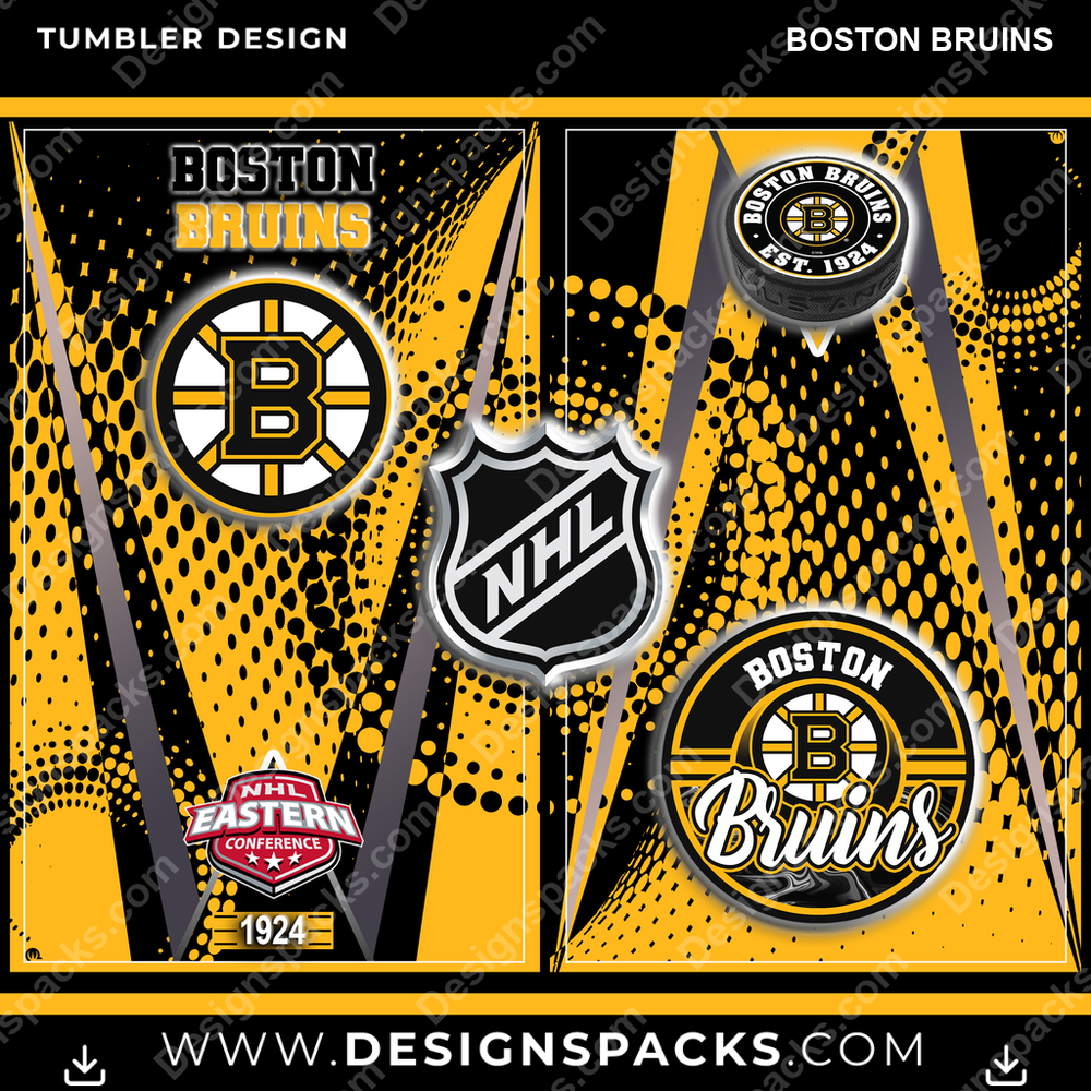 Ice Hockey Team Logo Boston Bruins NHL Hockey Tumbler Digital Wrap Design Download