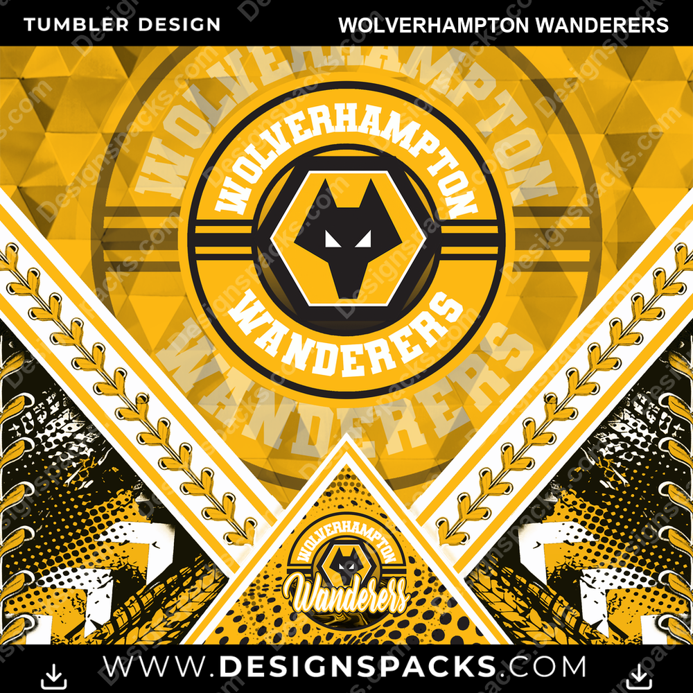 Soccer UK Diamond Wolverhampton Wanderers Tumbler Digital Wrap Design