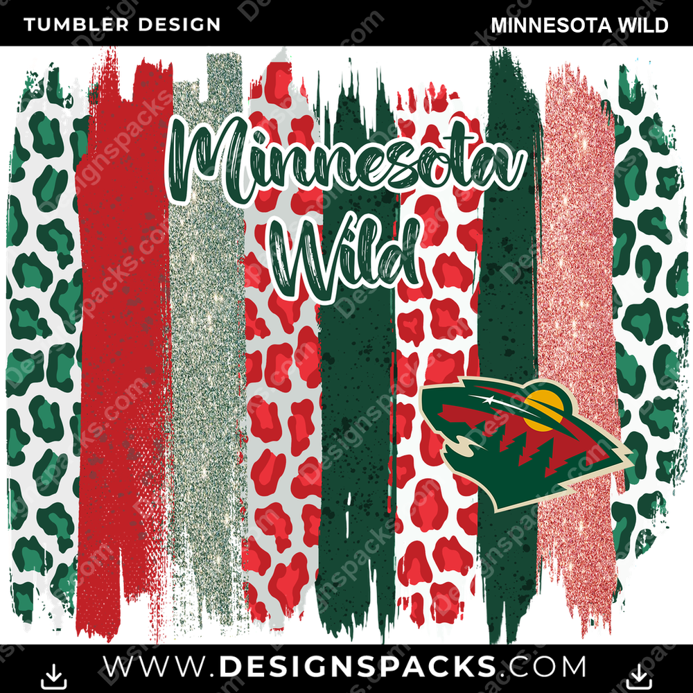 Hockey Brush Strokes Minnesota Wild NHL Hockey Tumbler Digital Wrap Design Download