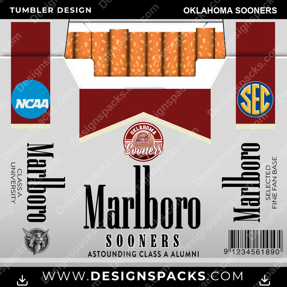 College Sport Marlboro Oklahoma Sooners NCAA College Sport Tumbler Digital Wrap Design Download