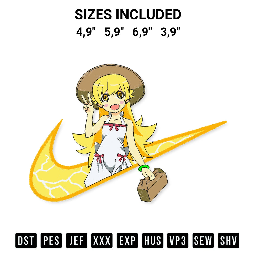 Get the Shinobu Oshino Zoku Owarimonogatari Logo Embroidery Design embroidery design for your custom crafts! Premium digitized files available for instant download at Designspacks.com. Available sizes: 4,9", 5,9", 6,9", 3,9".