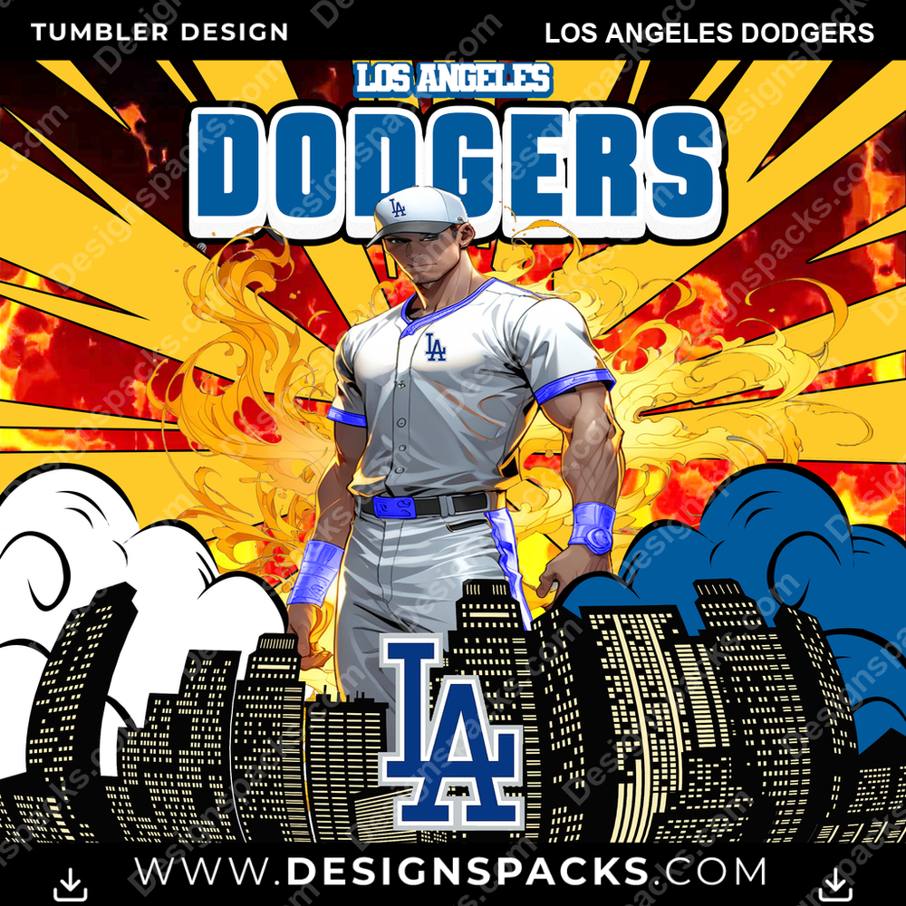 Baseball Comic Cover Los Angeles Dodgers Tumbler Digitale Wrap-Design