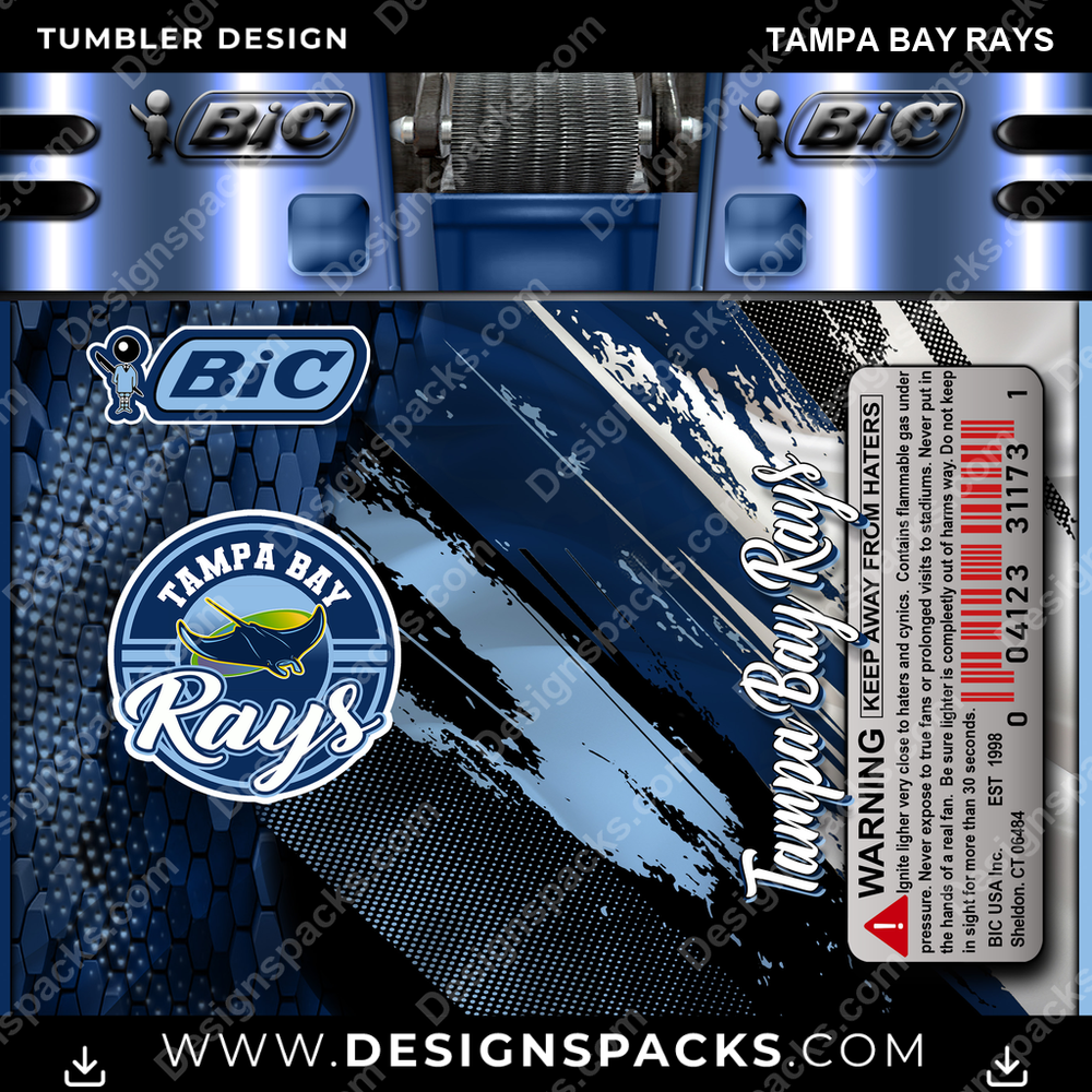 Baseball BIC Lighter Tampa Bay Rays Tumbler Digital Wrap Design