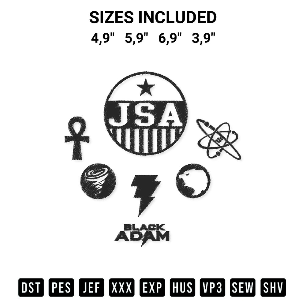 Download the Dc Comics Black Adam Logos 2022 Movie Trending Logo Embroidery Design machine embroidery design exclusively at Designspacks.com. Premium digitized pattern for apparel and DIY crafts. Available sizes: 4,9", 5,9", 6,9", 3,9".