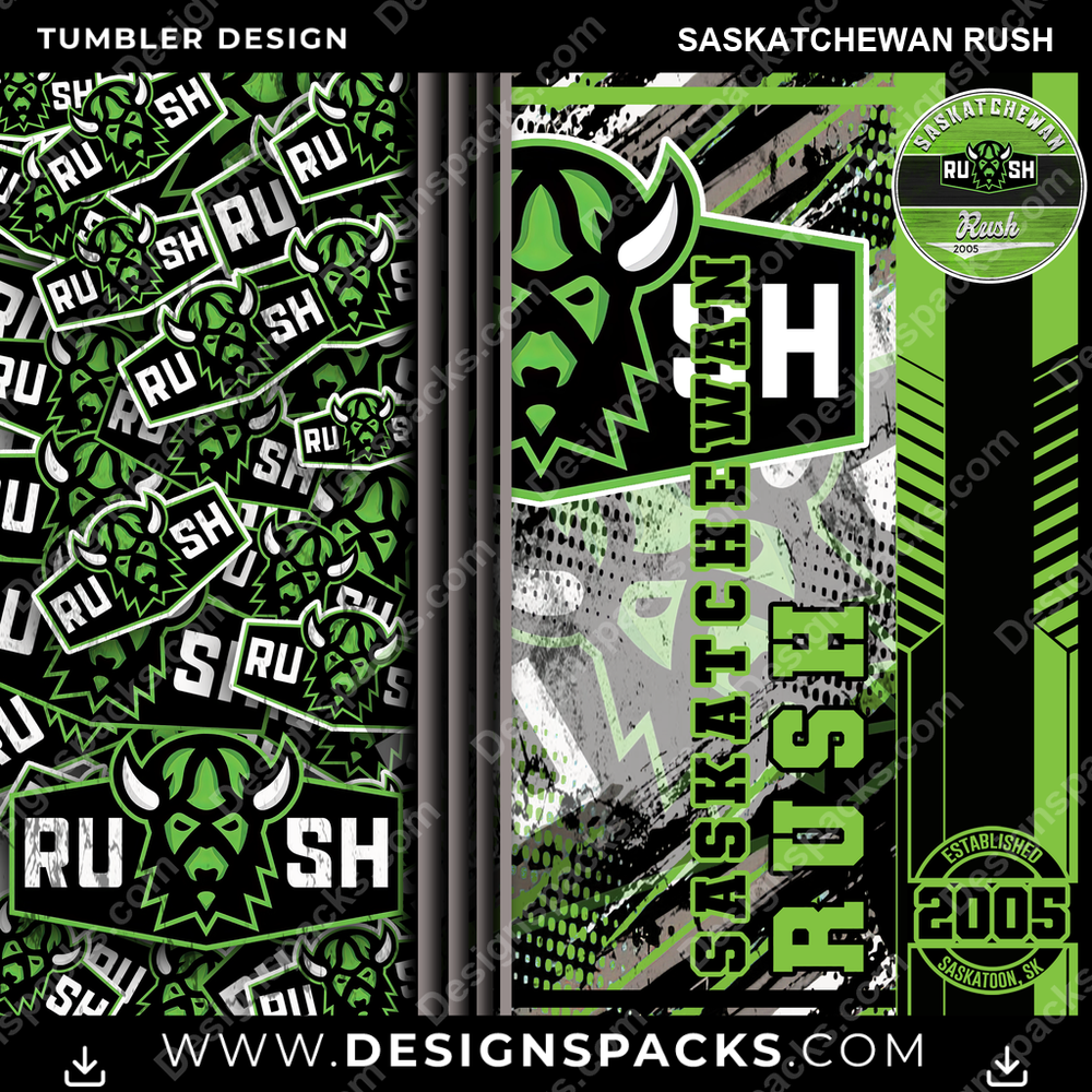 Lacrosse Sports Saskatchewan Rush Tumbler Digital Wrap Design