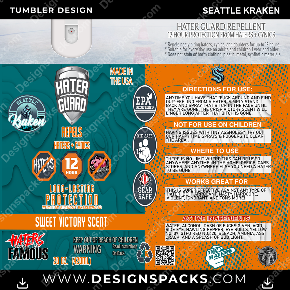 Ice Hockey Hater Guard Seattle Kraken Tumbler Digital Wrap Design