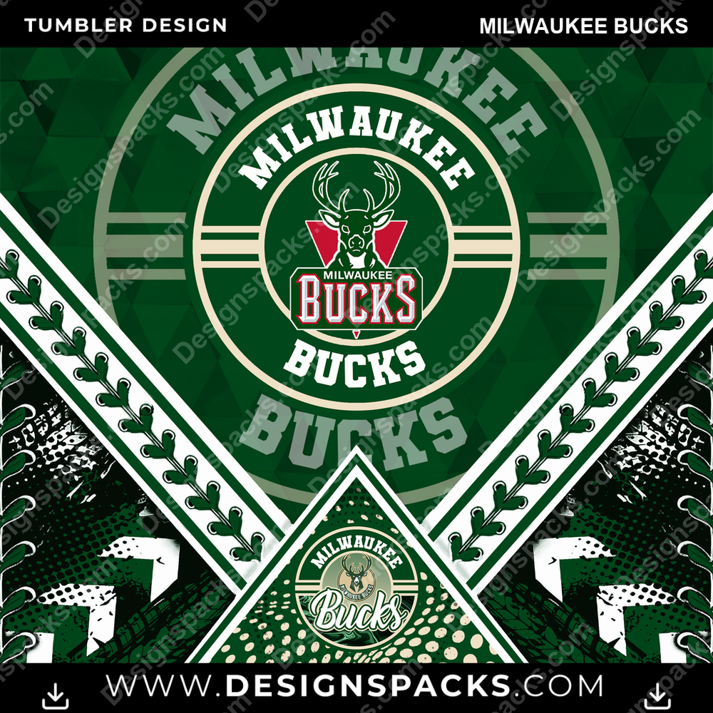 Basketball Diamond Milwaukee Bucks Tumbler Digital Wrap Design