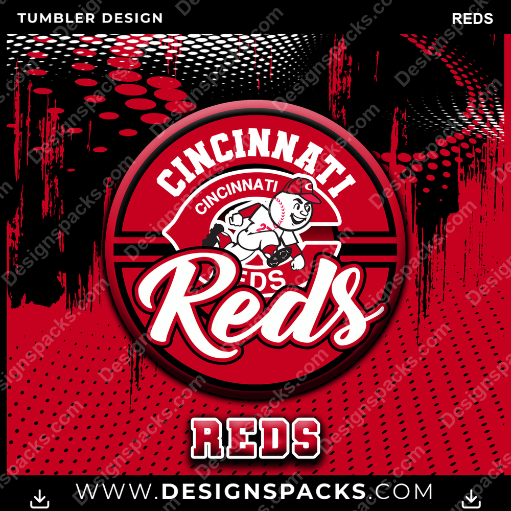 Baseball Dot Logo Reds Tumbler Digital Wrap Design